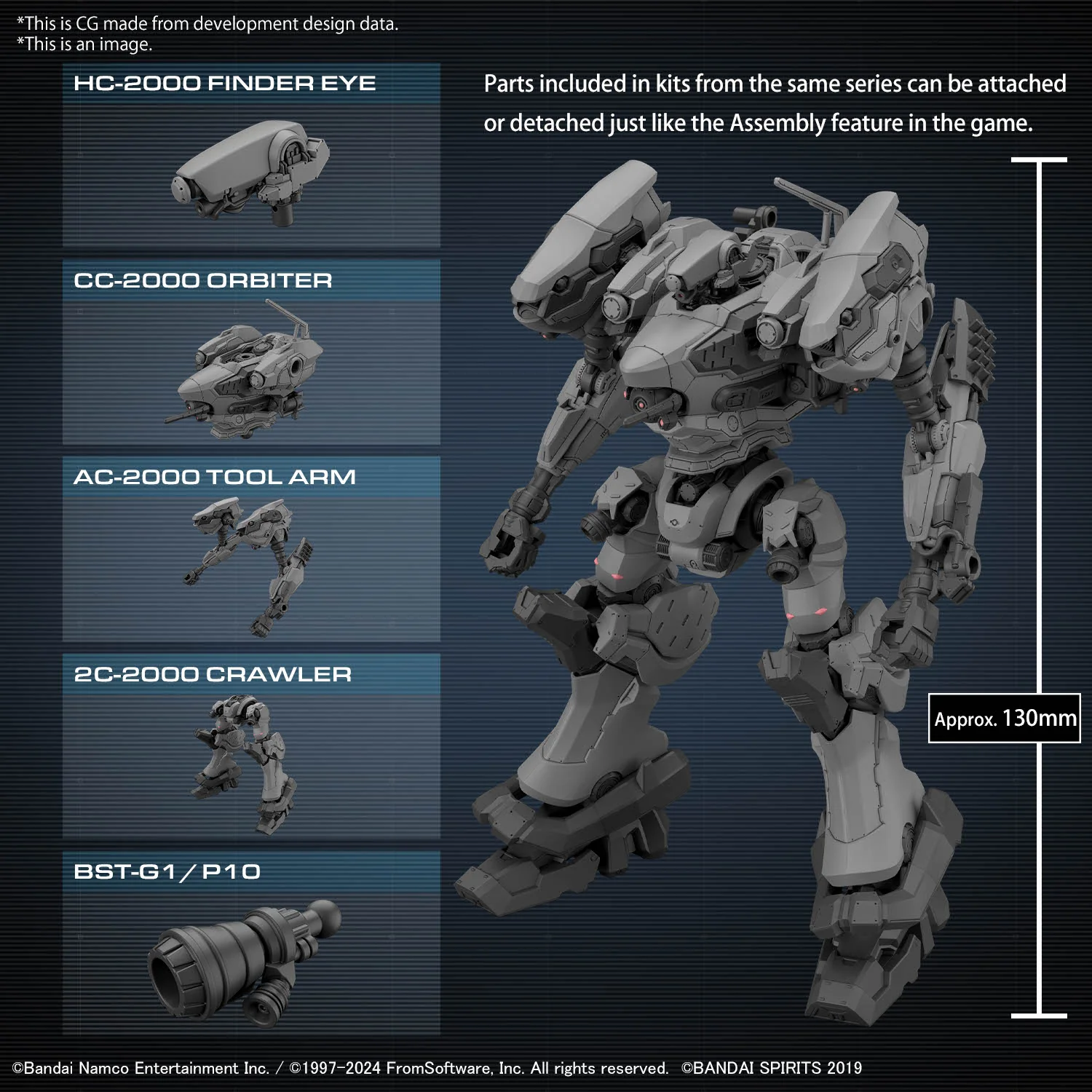 Bandai 30 Minutes Missions 30MM Armored Core VI Fires of Rubicon RaD CC-2000 Orbiter Model Kit - Image 13