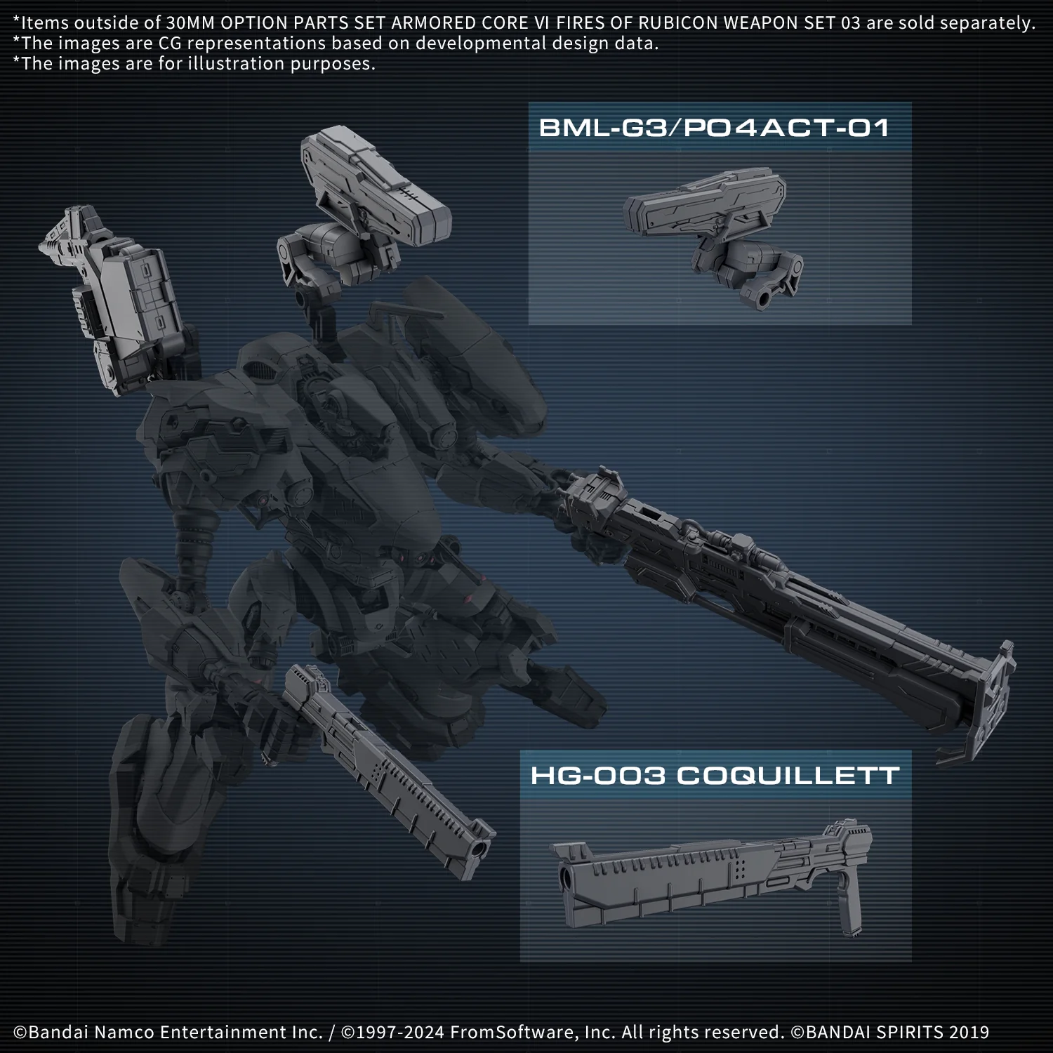 Bandai 30 Minutes Missions 30MM Armored Core VI Option Parts Set Weapon Set 03 Model Kit - Image 11
