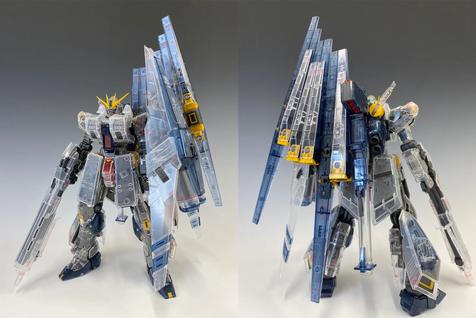 Bandai Gundam Base Exclusive RG 1/144 Nu Gundam HWS (Clear Color) - Image 9
