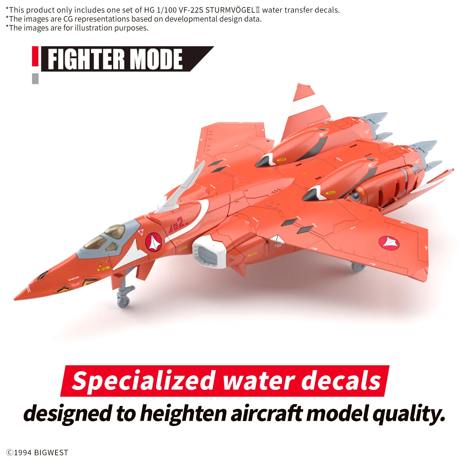 Bandai Hobby HG 1/100 VF-22S Sturmvogel II Water Decals - Image 3