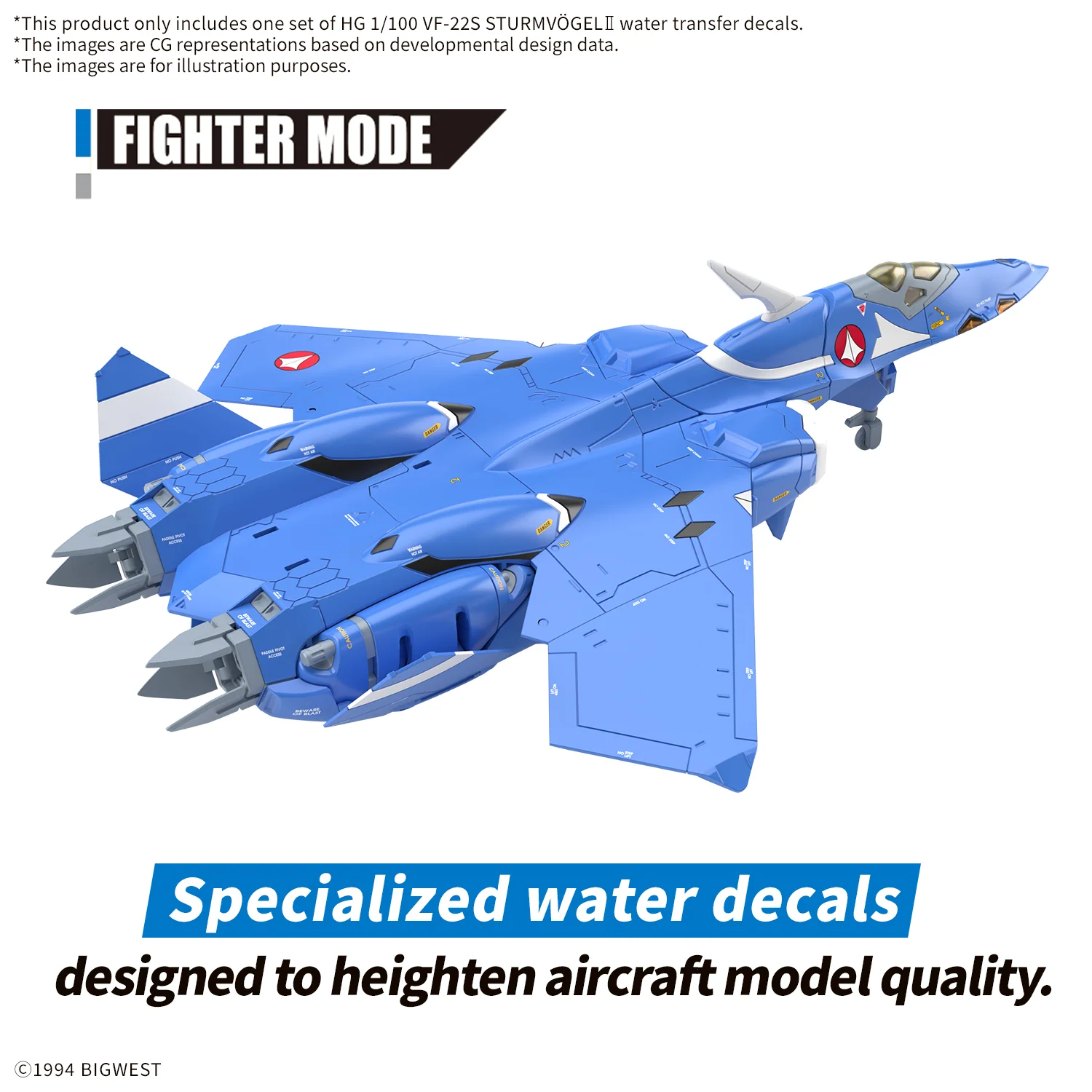 Bandai Hobby HG 1/100 VF-22S Sturmvogel II Water Decals - Image 7