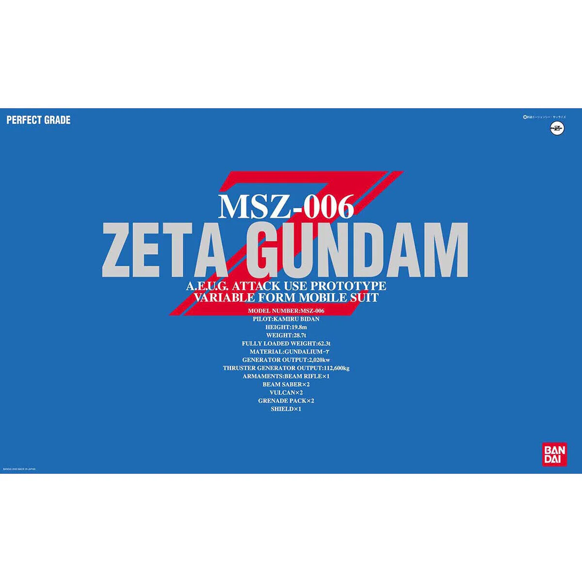 Bandai PG 1/60 MSZ-006 Zeta Gundam Model Kit - Image 5