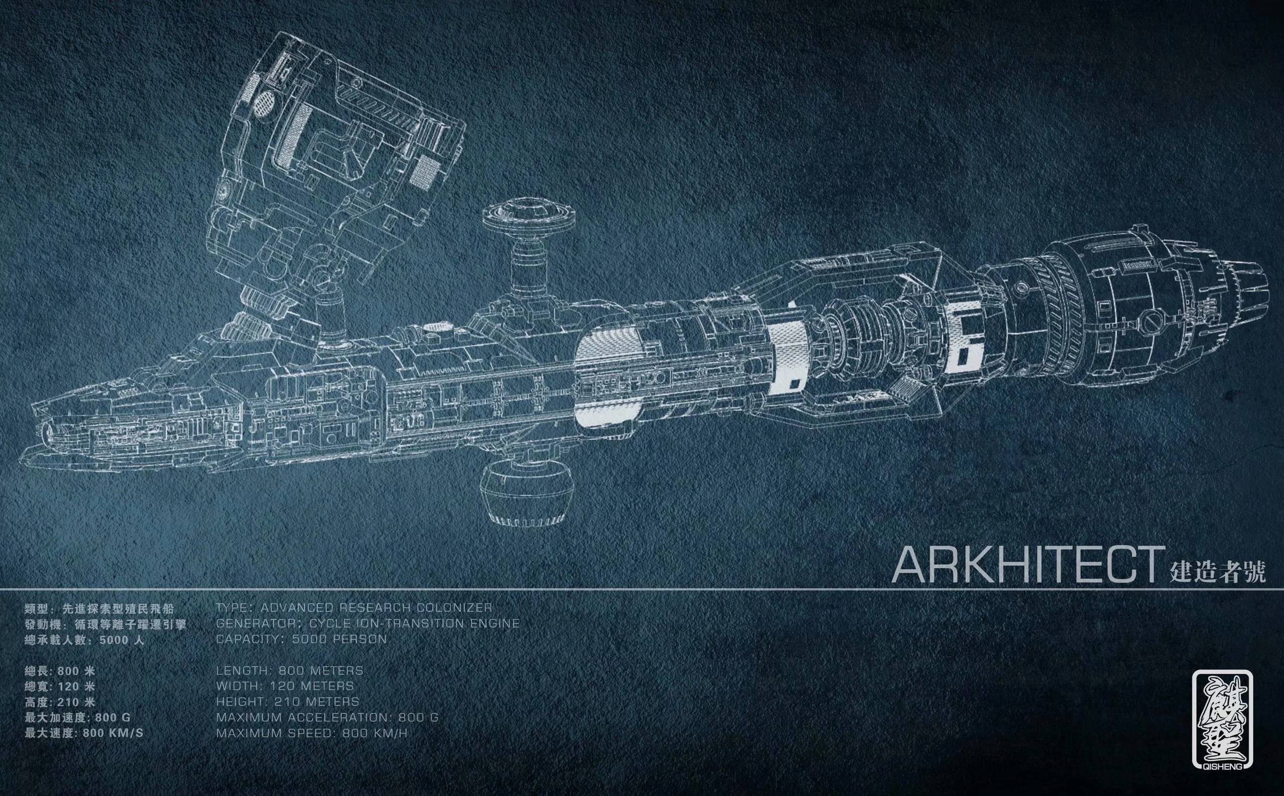 Qisheng Model Dream Gear 1/3000 ARKHITECT Advance Research Colonizer Model Kit - Image 4
