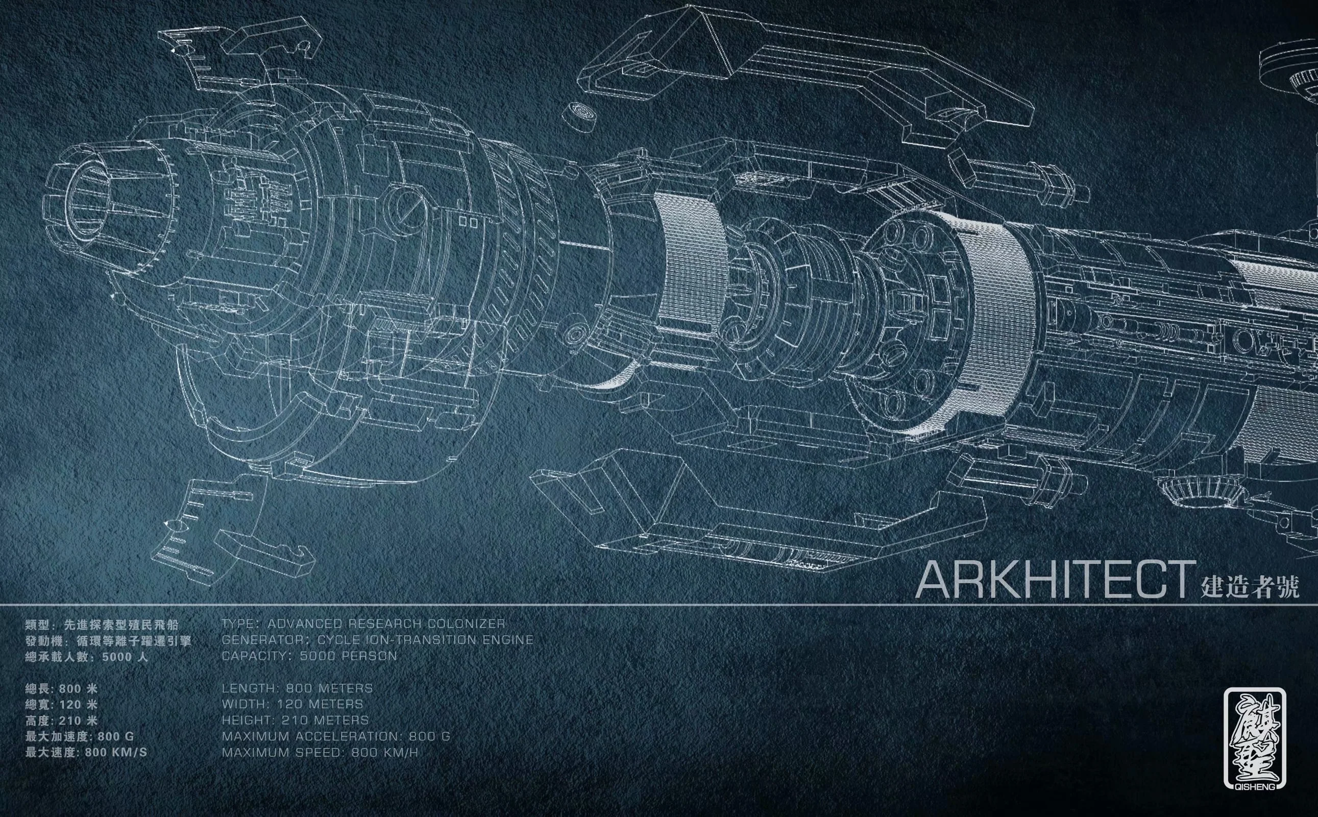 Qisheng Model Dream Gear 1/3000 ARKHITECT Advance Research Colonizer Model Kit - Image 6